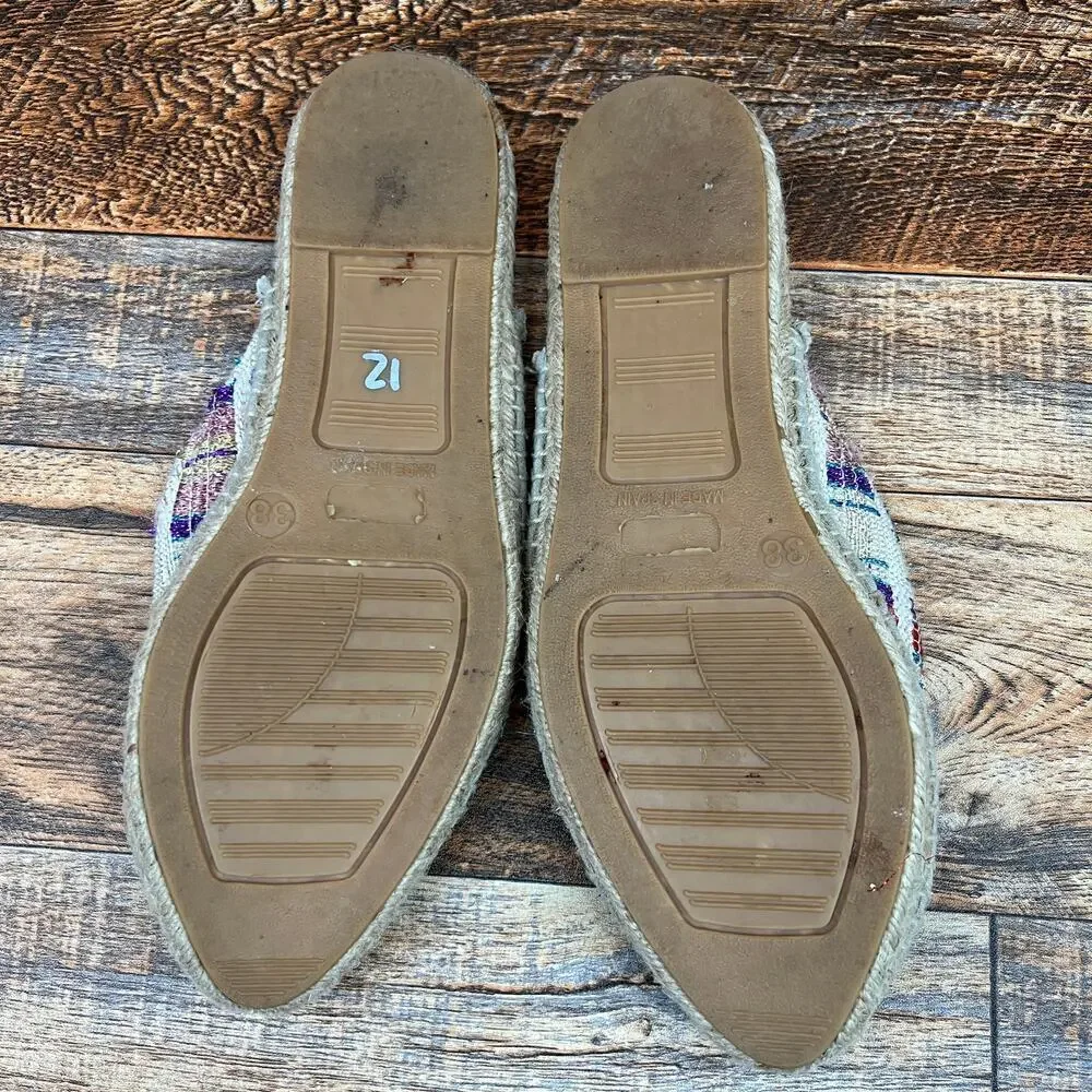 Manebi Woven Espadrille Mule Sandals Women's 38 US 7.5 Multi Color Slide Shoe